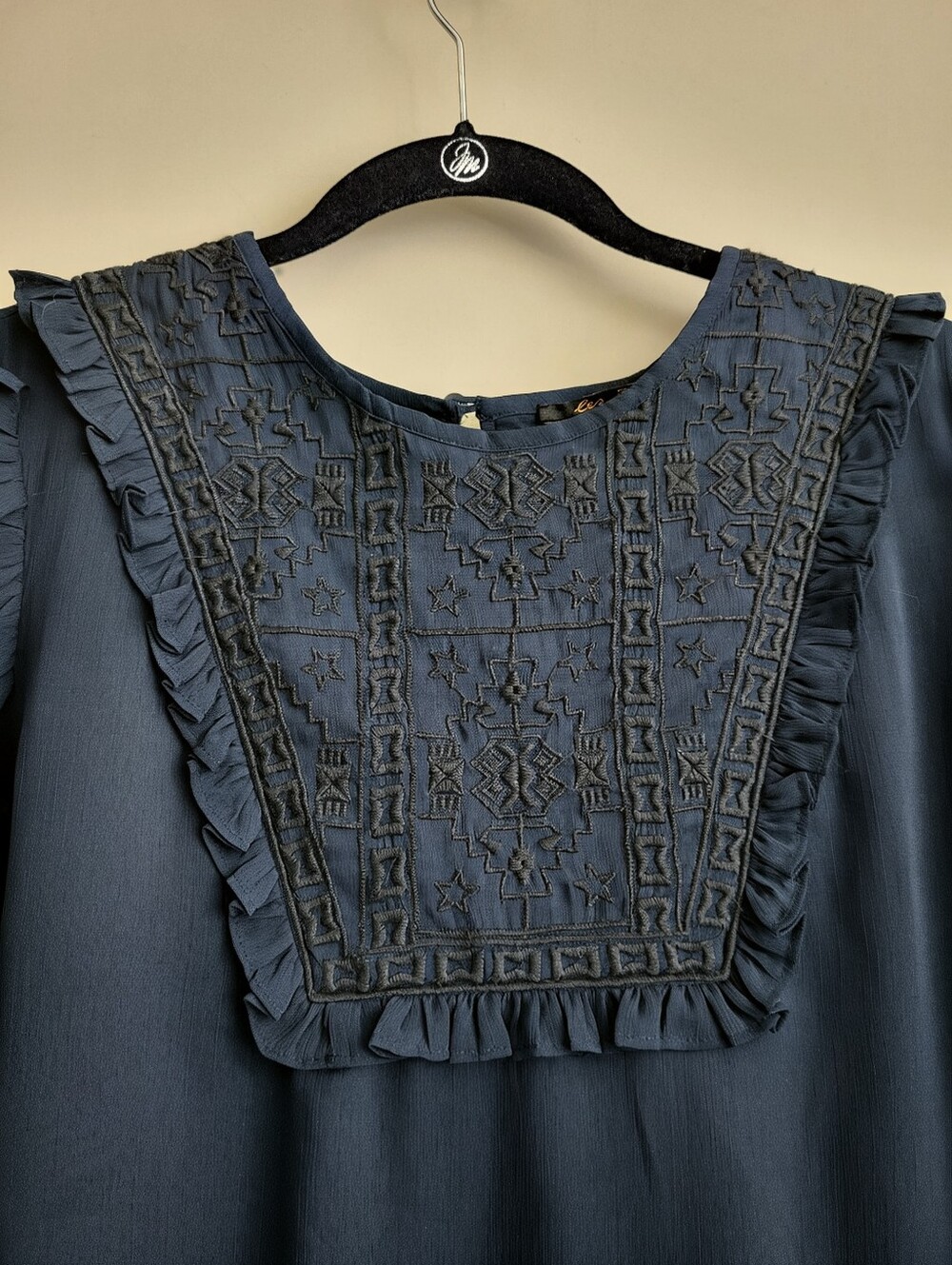 Scotch & Soda Maison Scotch Embroidered Navy Dress | Medium | Romantic Boho - Picture 5 of 9